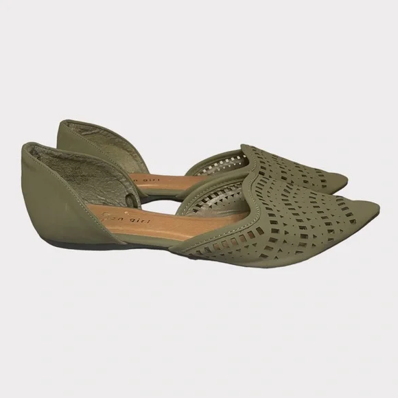 Madden Girl - Laser Cut D’Orsay Flats - Olive - Size 8.5 - Picture 3 of 6